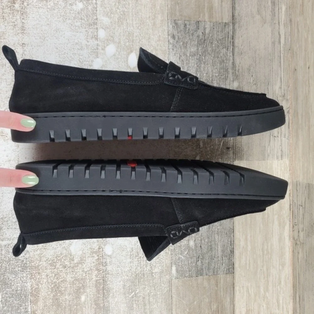 VIONIC Uptown Womens‎ Flat Loafers Sz 11 W Black Suede Leather Slip On Round Toe